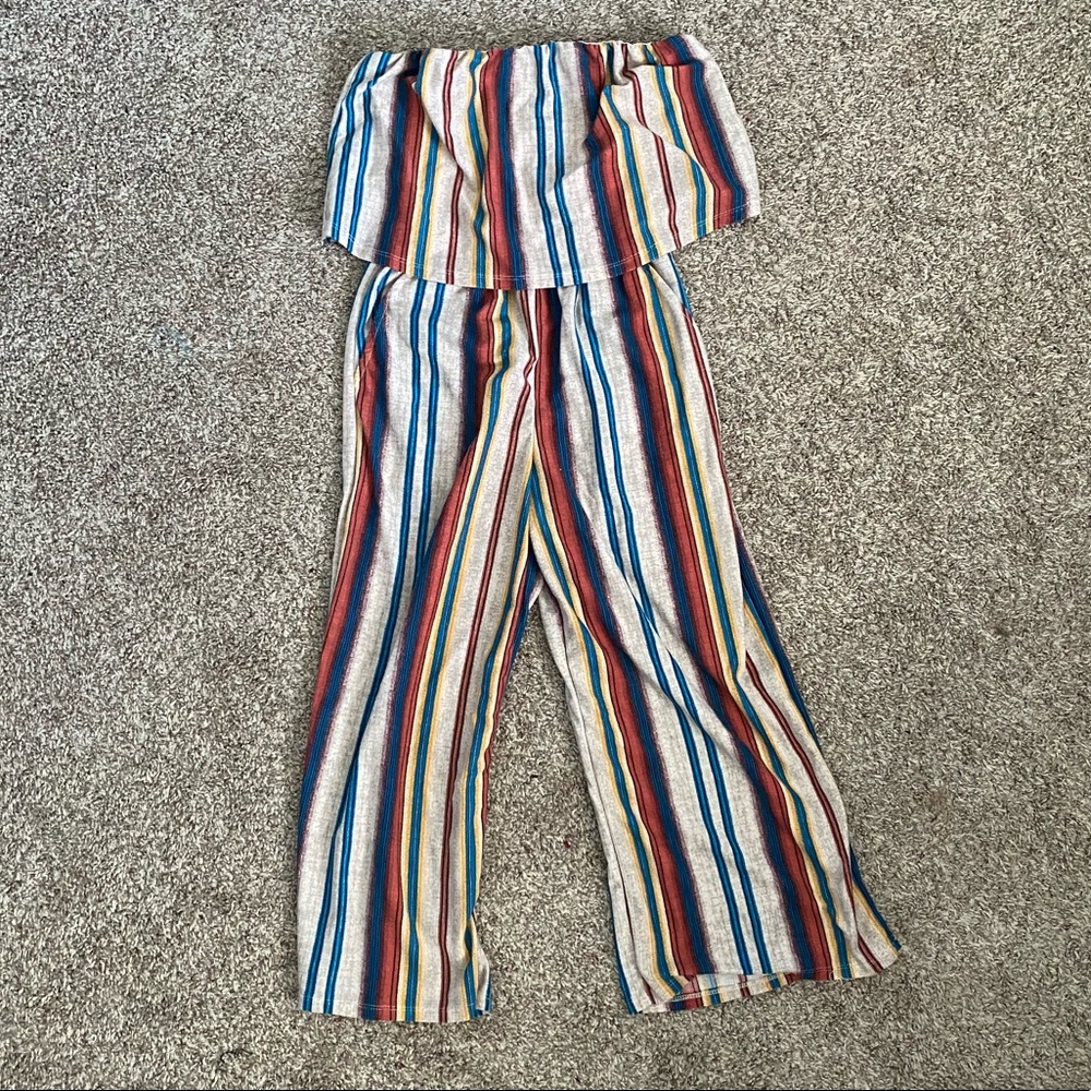 PINSTRIPE STRAPLESS ROMPER